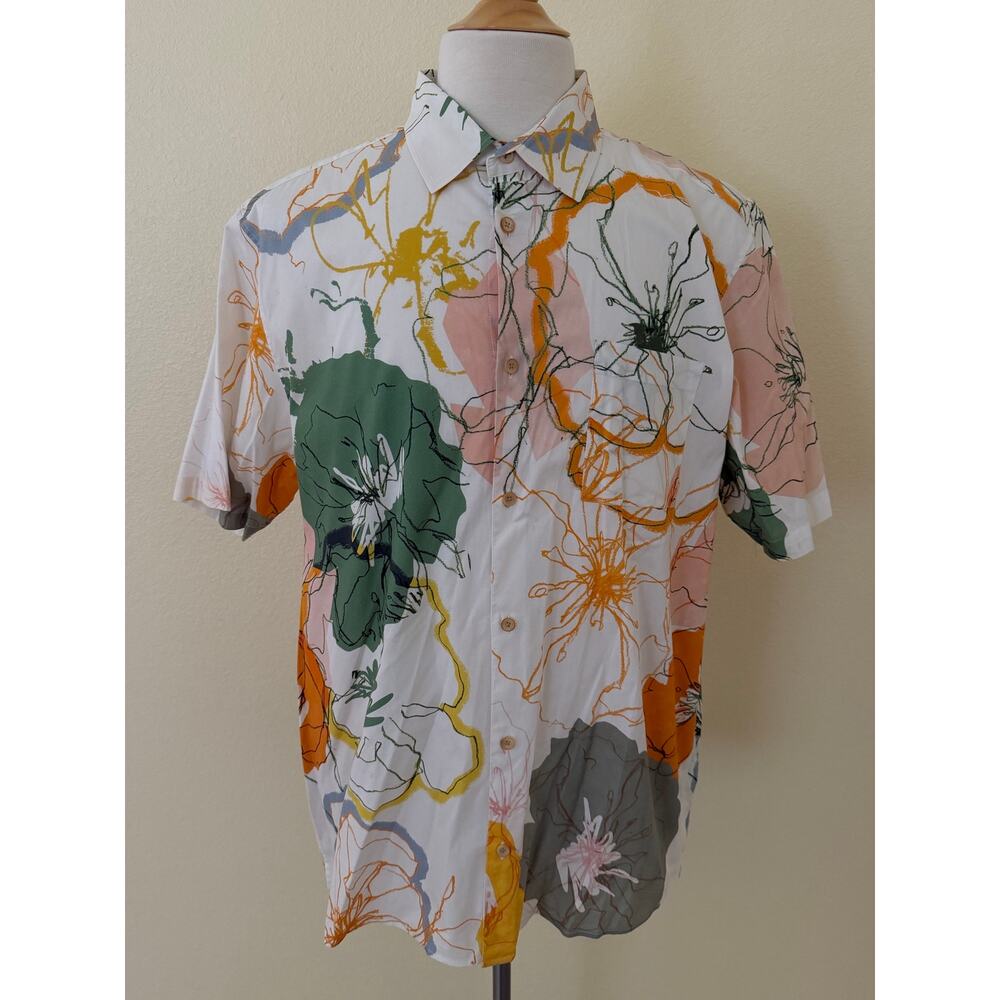 Ted Baker London Men Multicolor Floral Button Front Short Sleeve Shirt Size 7 - Picture 9 of 9